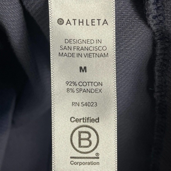 Athleta Womens M Cropped Sweatshirt Long Sleeve Blue Round Neck Relaxed‎ Fit - Picture 8 of 11